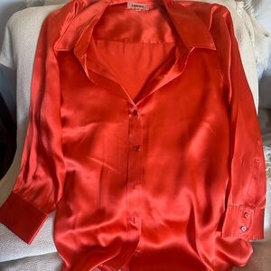 L'AGENCE Bold Orange Satin Top